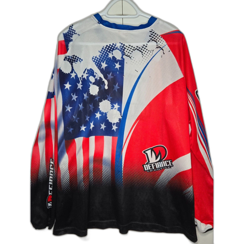 Defiance Lifestyle USA Flag MX Motocross Jersey | Men's Size XL | Red White Blue - Picture 2 of 12